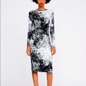 Zara Black White Tie-Dye Dress Size S